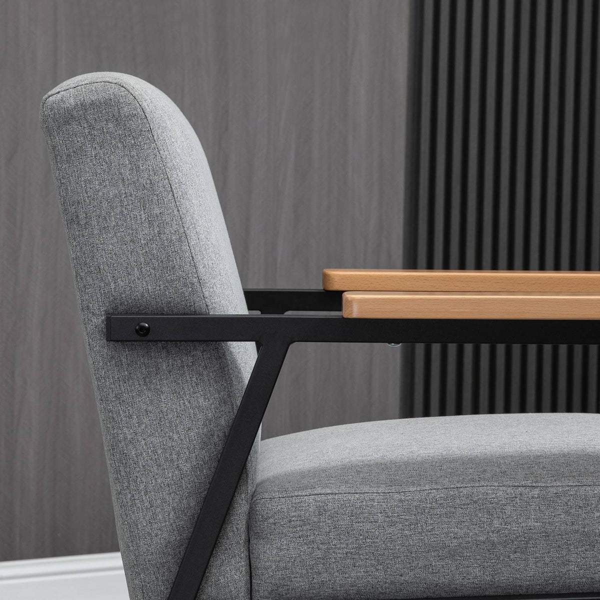 Dining Chair In Linen Look, Relaxation Chair, Wing Chair, Lounge Chair, Gray, 64.5X70X83.5Cm