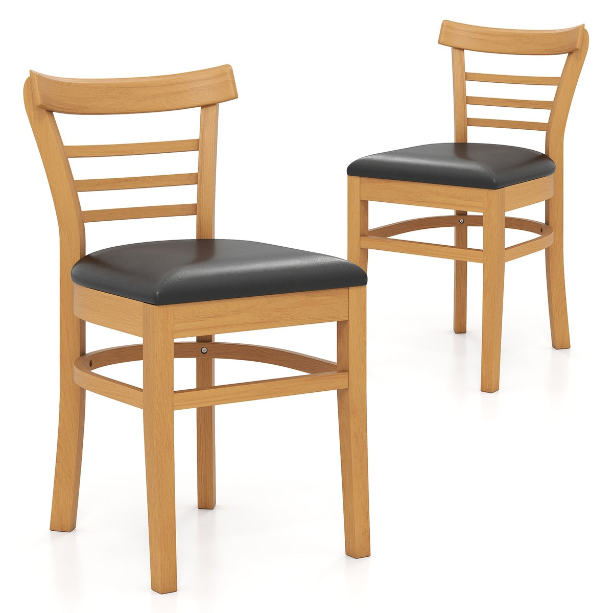 Dining Chair Set, Faux Leather, Rubberwood Legs, 2-Pack