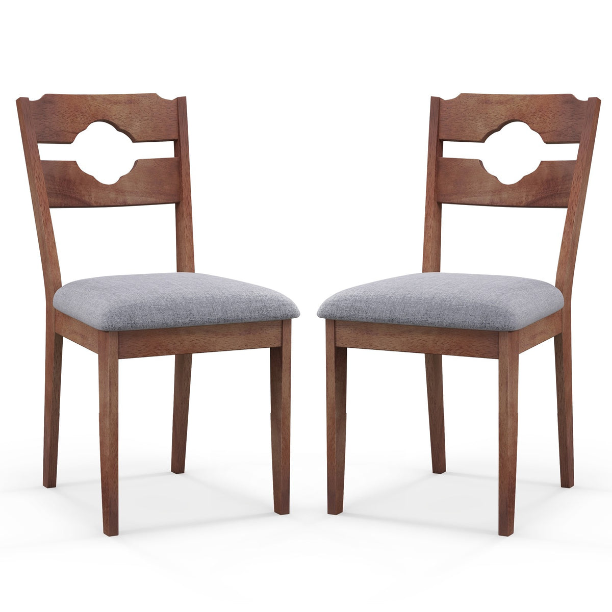 Dining Chair Set of 2, Upholstered Fabric High Back, Gray
