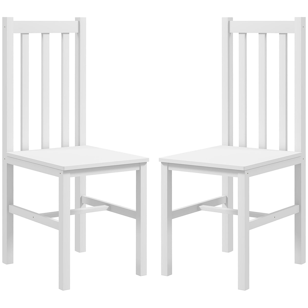 Dining Chairs, Set Of 2 Kitchen Chairs, Dining Chairs With Backrest, Living Room Chairs For Kitchen, Dining Room, Load Capacity Up To 120 Kg, Pine Wood, White