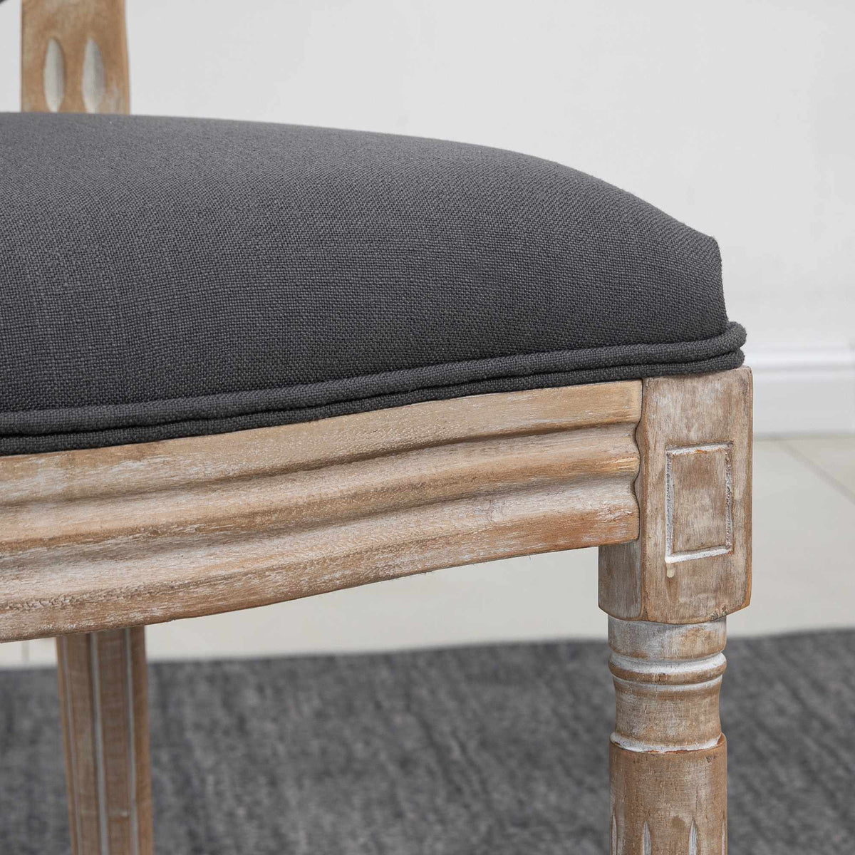 Dining Chairs Set of 2, Linen Look, Grey + Natural