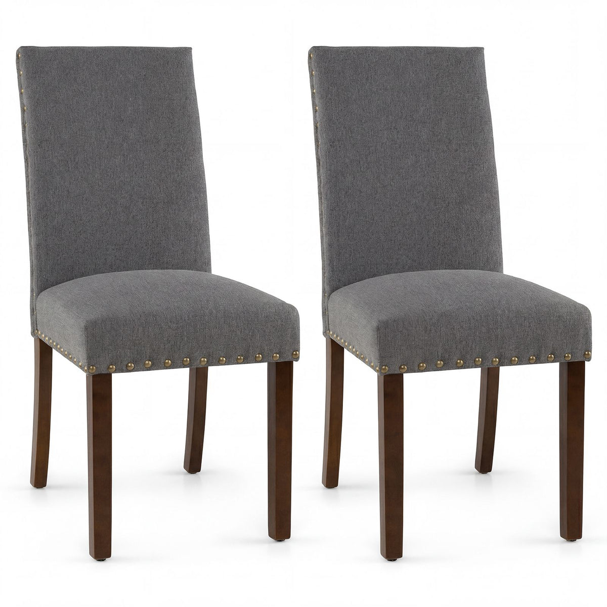 Dining Chairs Set of 2, Padded Upholstered, Gray