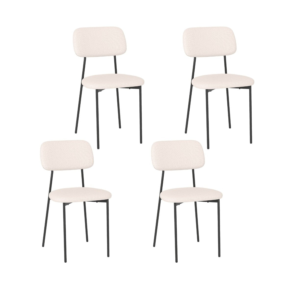 Dining Chairs Set of 4, Beige Linen, Metal Legs
