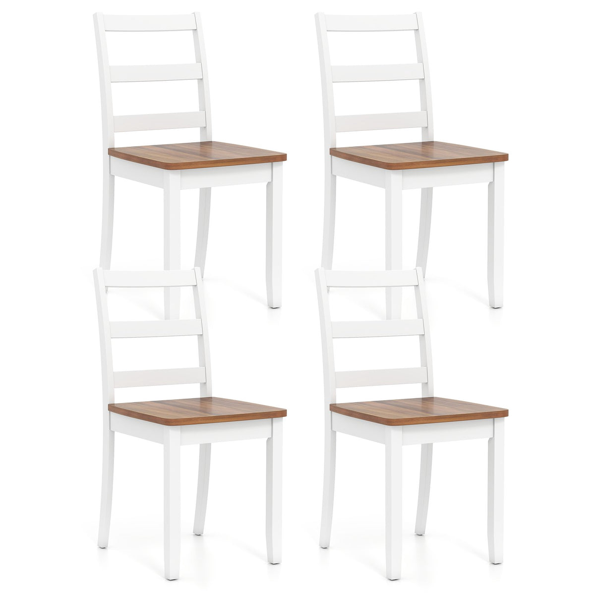 Dining Chairs Set of 4, Ladder Back, 400 lb Capacity