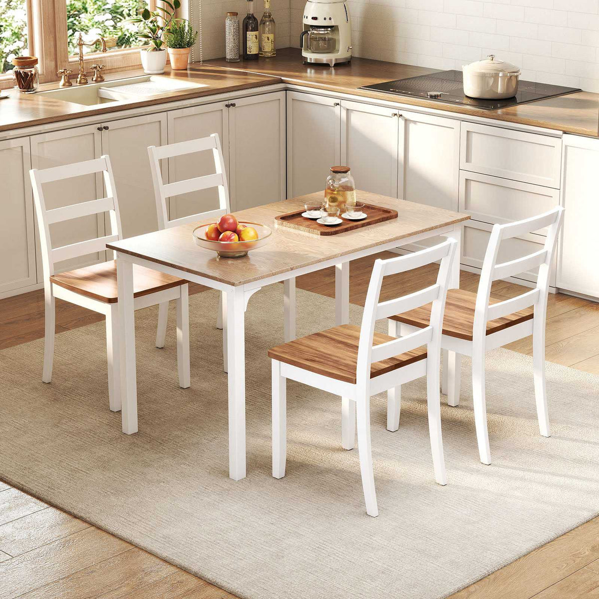 Dining Chairs Set of 4, Ladder Back, 400 lb Capacity