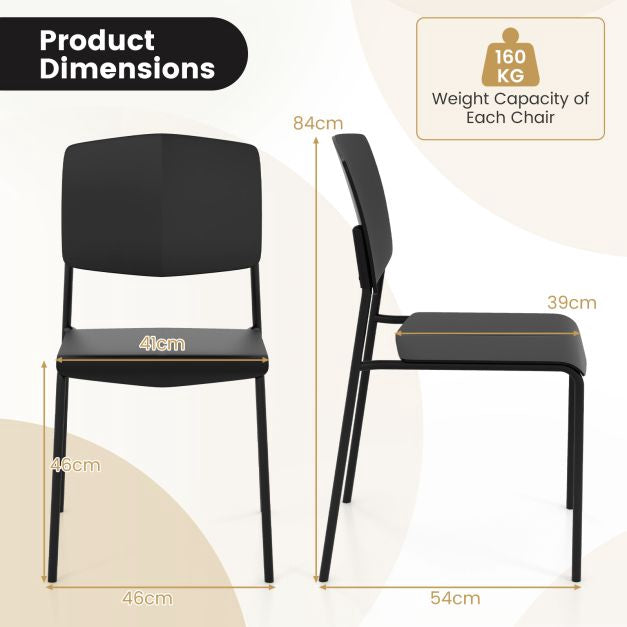 Dining Chairs Set of 4, Stackable Armless With Backrest – Black