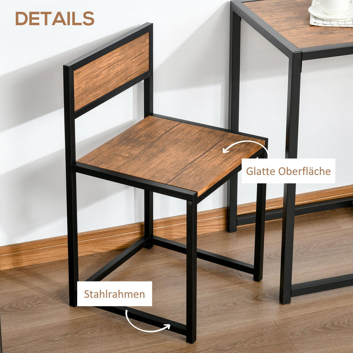 Dining Group Kitchen Table With 2 Chairs, Dining Table Set, Dining Room Group, Metal, Natural