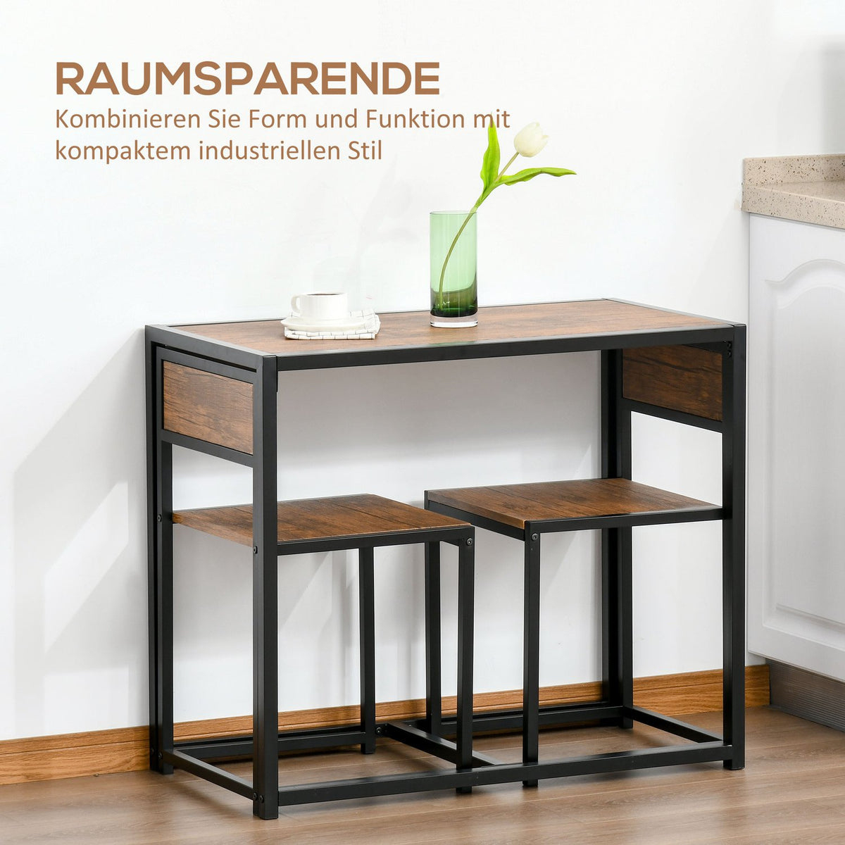 Dining Group Kitchen Table With 2 Chairs, Dining Table Set, Dining Room Group, Metal, Natural