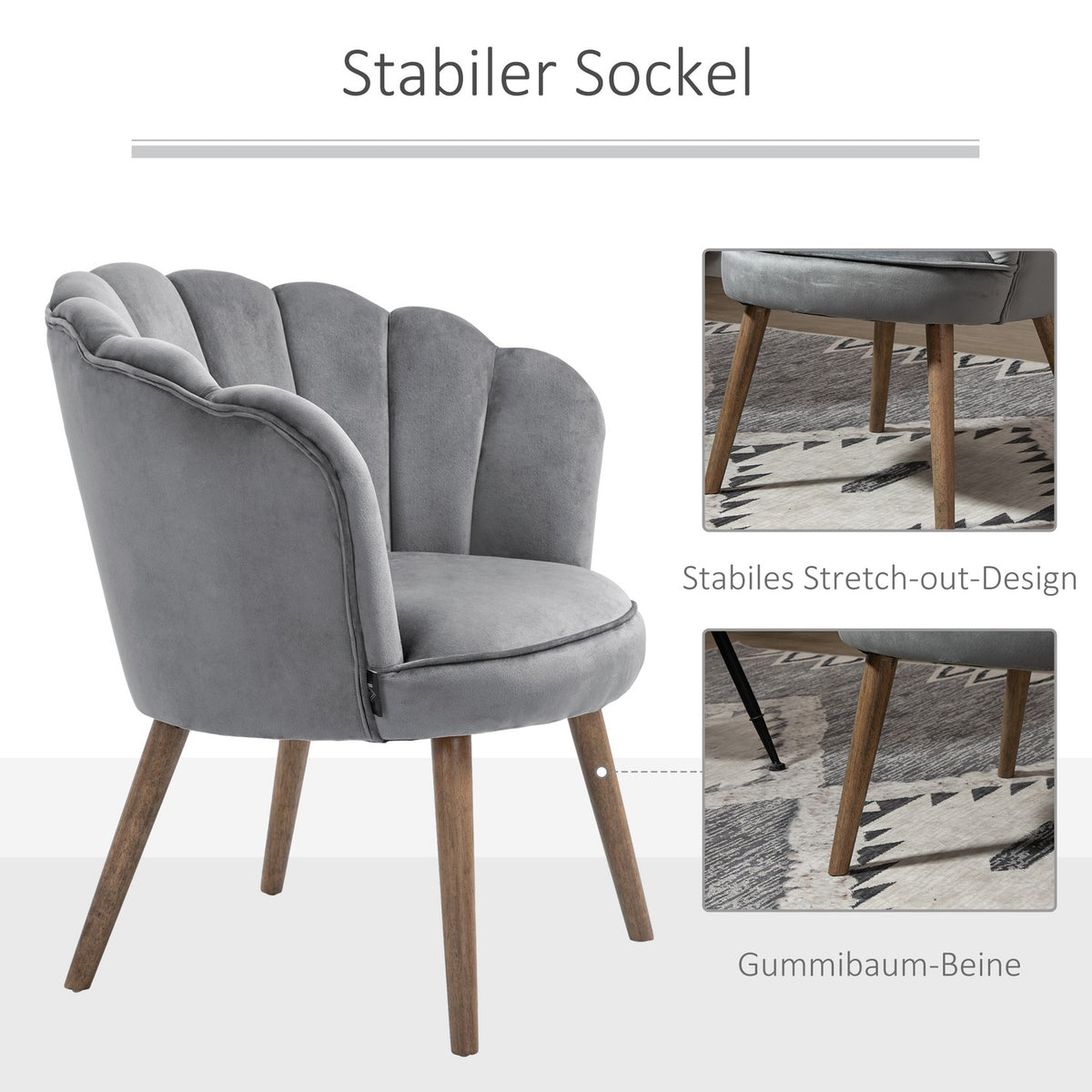 Dining Room Chair Kitchen Chair Armchair With Backrest Living Room Chair Polyester Rubber Wood Dark Gray 66 X 72 X 79 Cm