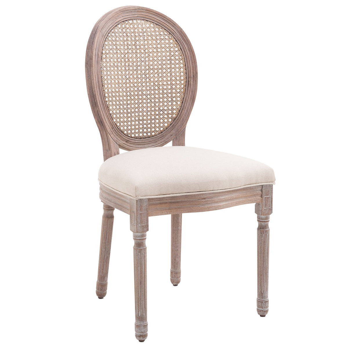 Dining Room Chair Kitchen Chair Upholstered Chair Recliner Rattan Chair Vintage Retro Beige 50 X 54.5 X 97 Cm