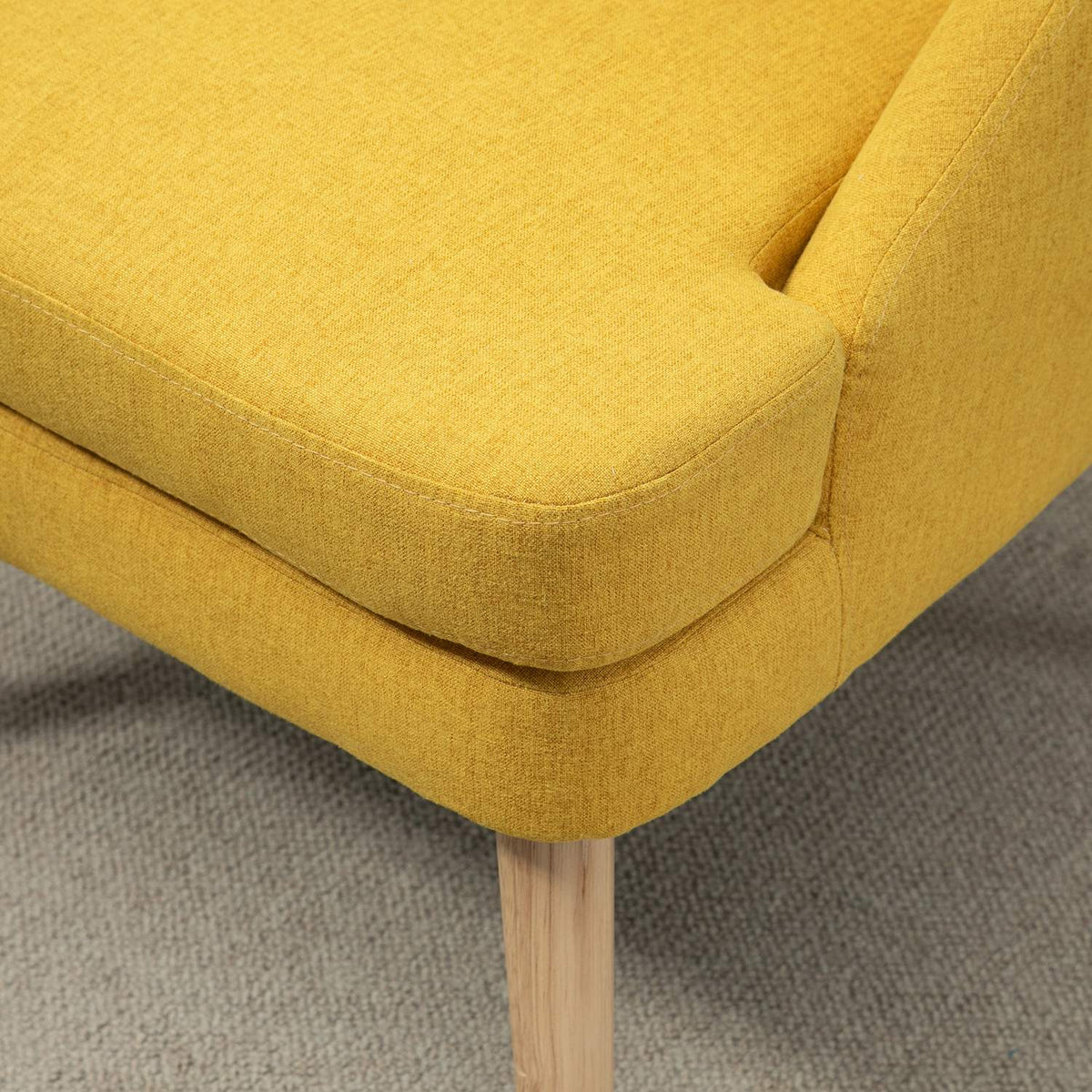 Dining Room Chair Kitchen Chair With Armrest Upholstered Chair Living Room Chair Office Chair For Living Room Bedroom Linen Touch Wood Yellow