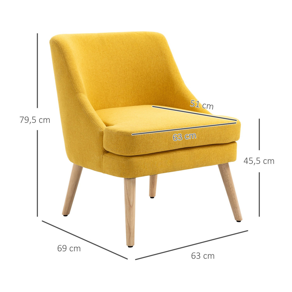 Dining Room Chair Kitchen Chair With Armrest Upholstered Chair Living Room Chair Office Chair For Living Room Bedroom Linen Touch Wood Yellow