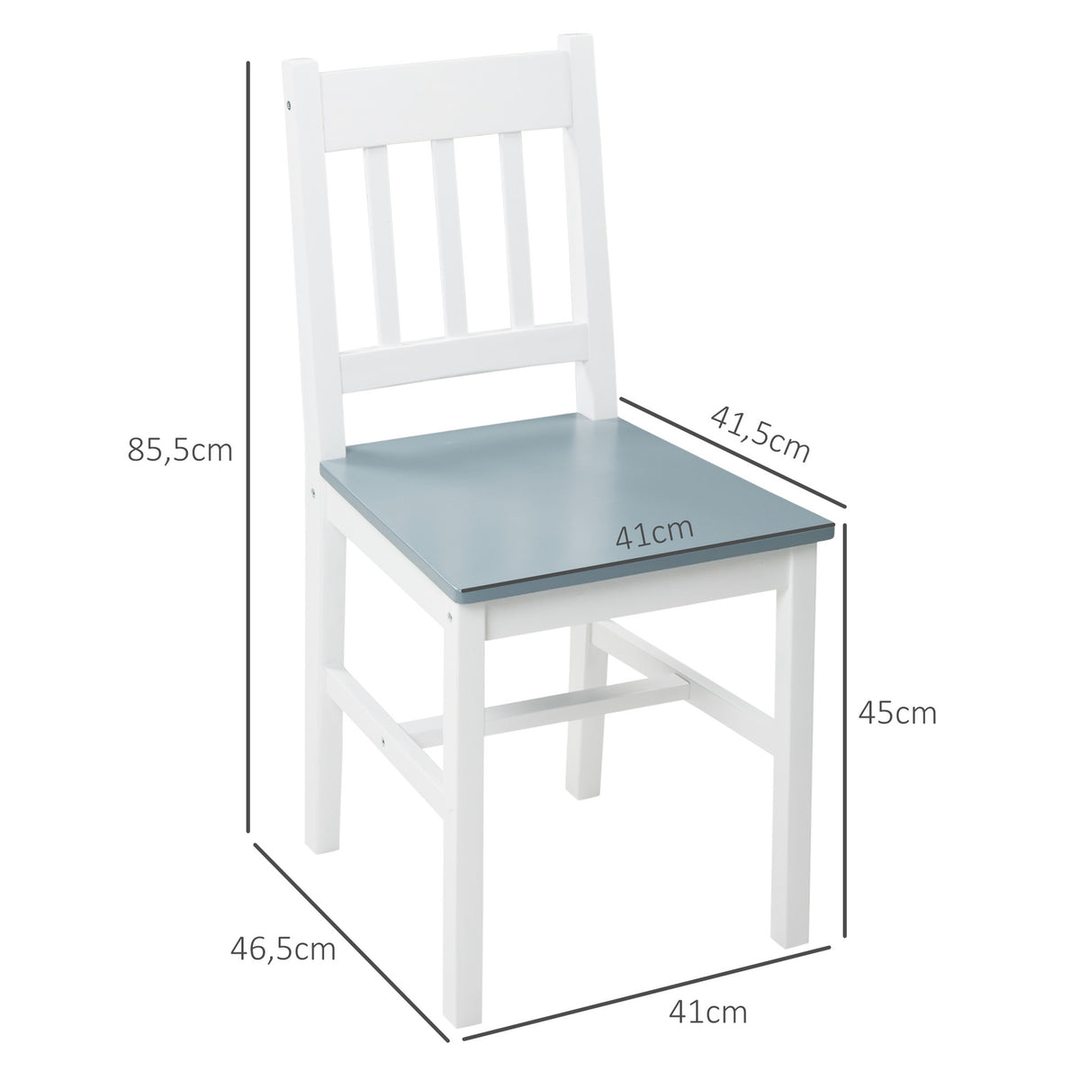 Dining Room Chair Set Of 2 Kitchen Chair Backrest Pine Wood Living Room Chair Gray 41 X 46.5 X 85.5 Cm