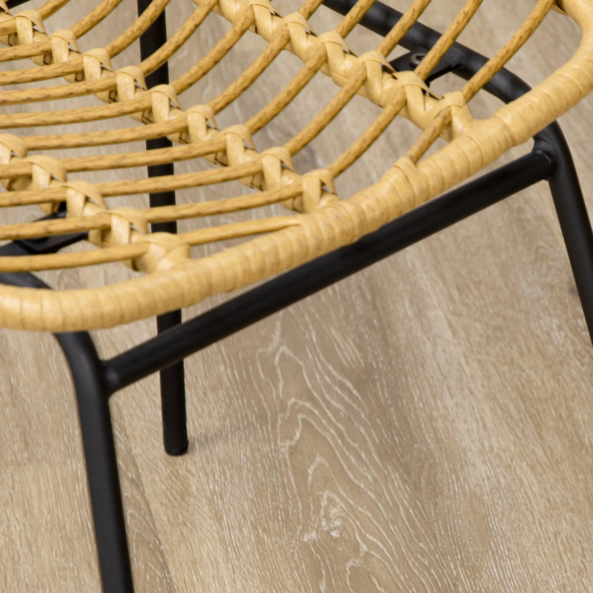 Dining Room Chair Set Of 2 Kitchen Chairs With Backrest In Rattan Look, Steel, Yellow, 44X58X85Cm For Dining Room And Living Room