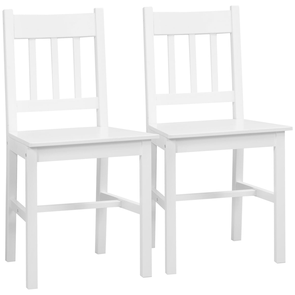 Dining Room Chair Set Of 2 Stylish Kitchen Chairs In White, Pine Wood, 41X46.5X85.5Cm, Perfect For Dining Room