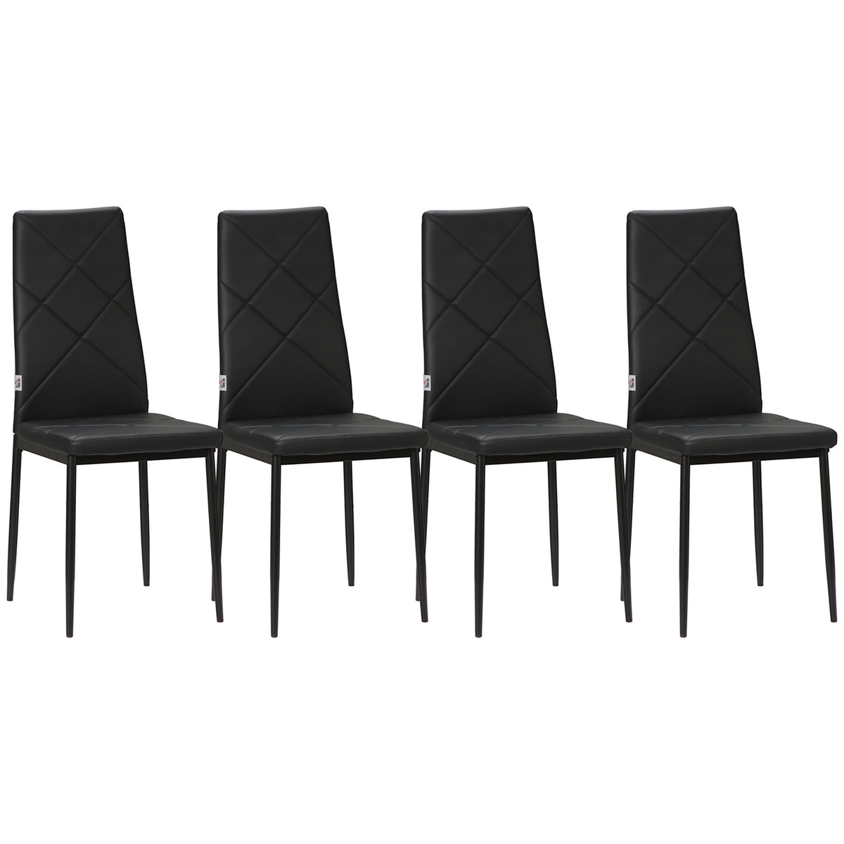 Dining Room Chair Set Of 4 Kitchen Chairs Padded Dining Chair Upholstered Chair Steel Legs Faux Leather Black 41X50X97Cm