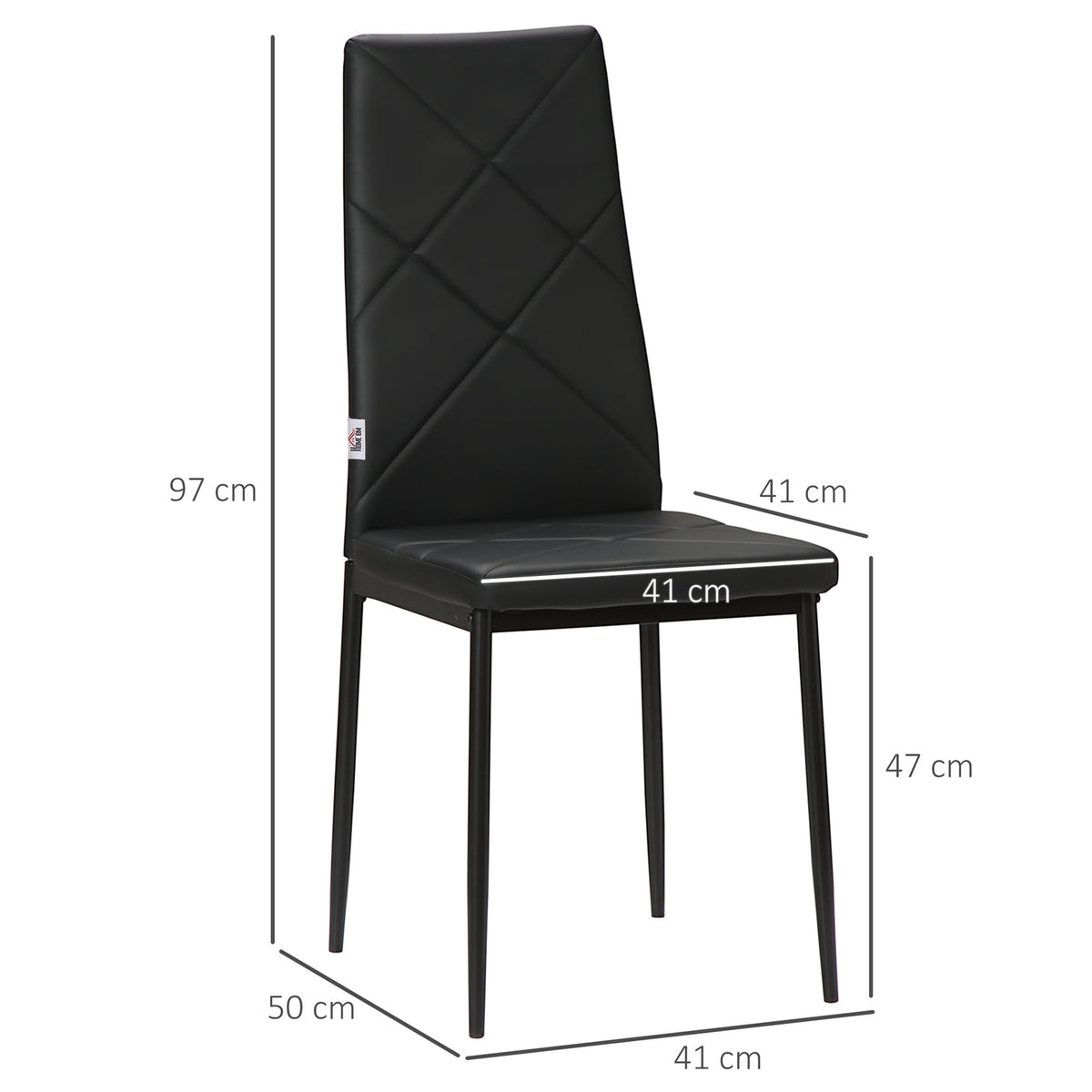 Dining Room Chair Set Of 4 Kitchen Chairs Padded Dining Chair Upholstered Chair Steel Legs Faux Leather Black 41X50X97Cm