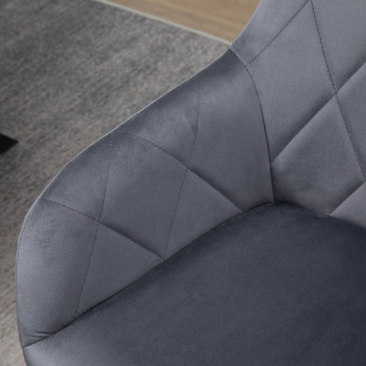 Dining Room Chair Upholstered Chair With Armrest Kitchen Chair Living Room Chair Velvet Look Retro Design Steel Gray 58 X 60.5 X 77.5 Cm