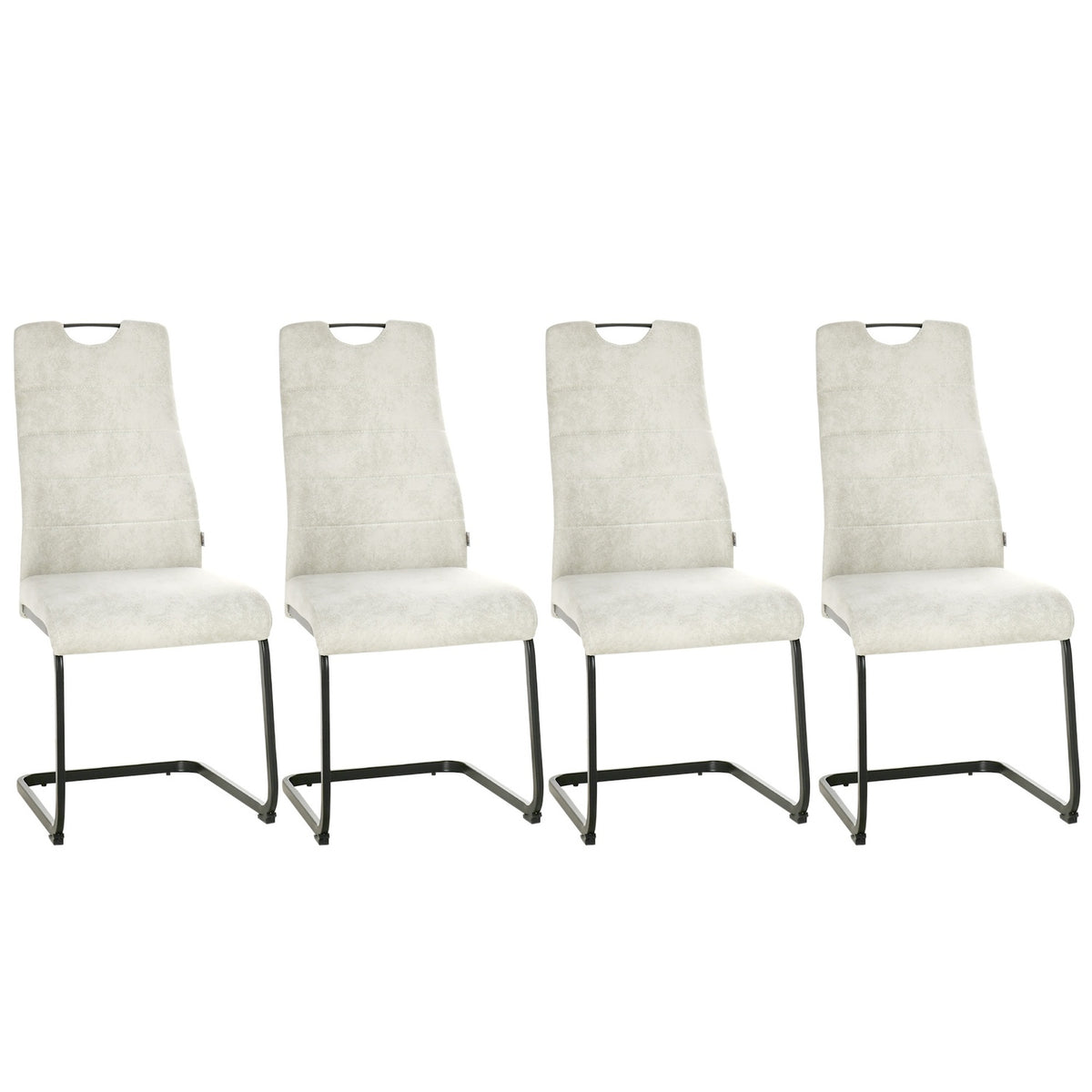 Dining Room Chairs Cantilever Chair Set Of 4 Kitchen Chairs Swing Chairs Ergonomically Shaped For Dining Room Polyester Steel Beige