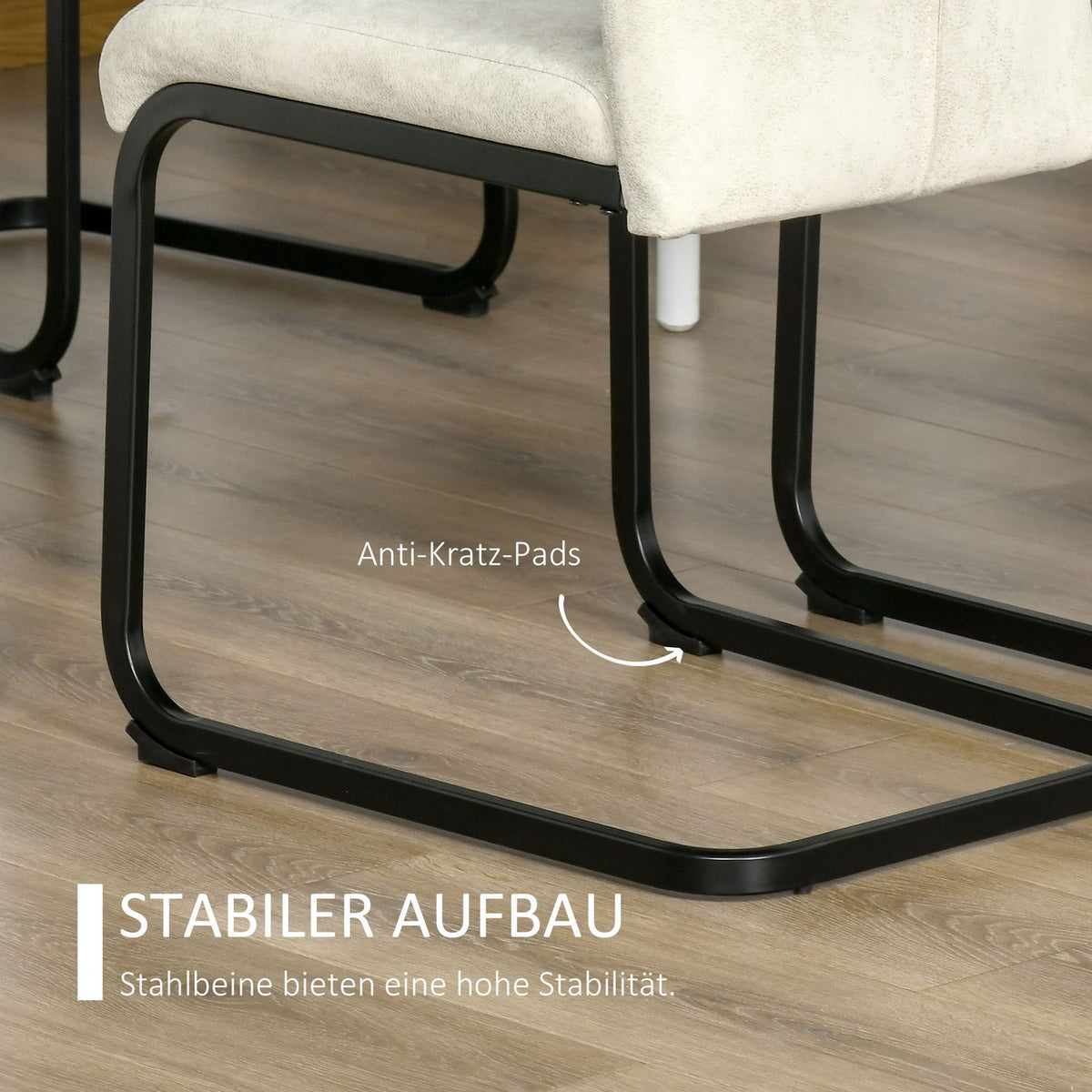 Dining Room Chairs Cantilever Chair Set Of 4 Kitchen Chairs Swing Chairs Ergonomically Shaped For Dining Room Polyester Steel Beige