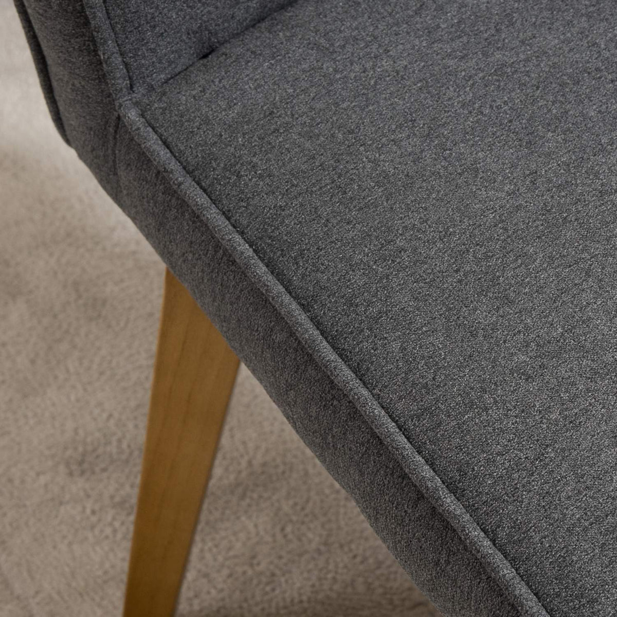 Dining Room Chairs Set Of 2 Chairs With Backrest, Linen-Polyester Fabric, Foam, Rubber Wood, Gray, 45X61.5X94Cm