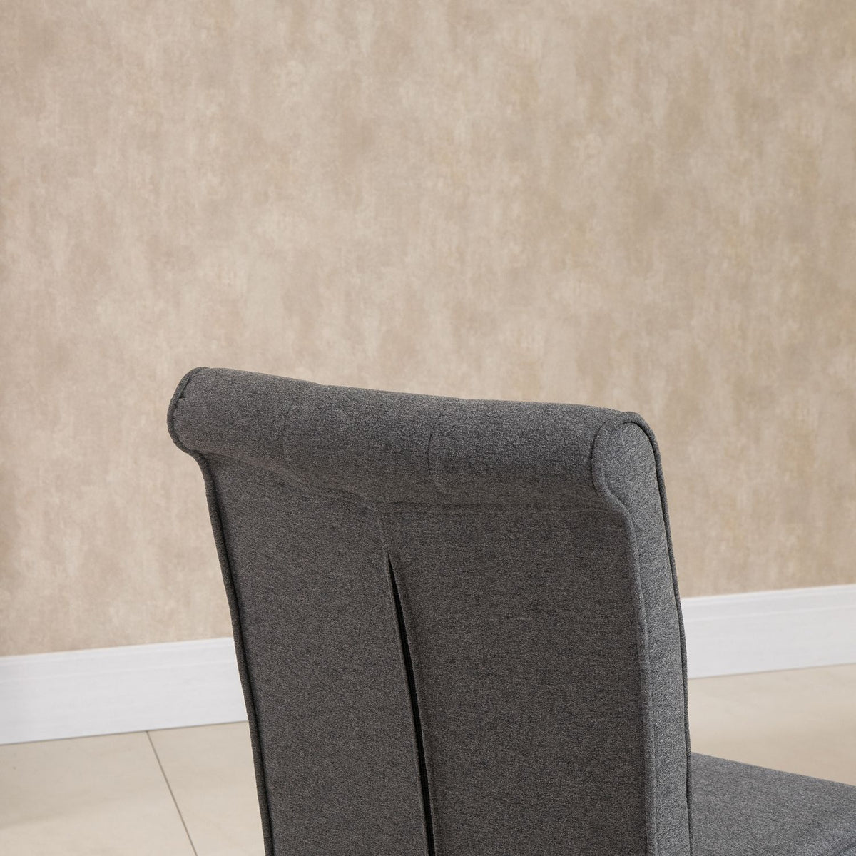 Dining Room Chairs Set Of 2 Chairs With Backrest, Linen-Polyester Fabric, Foam, Rubber Wood, Gray, 45X61.5X94Cm