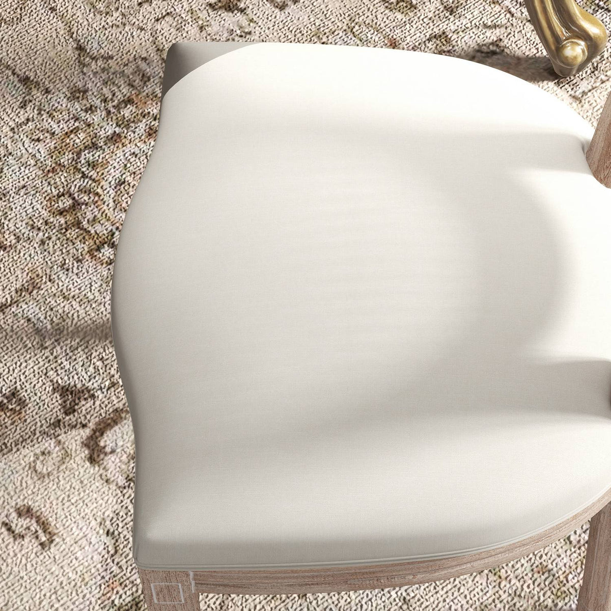 Dining Room Chairs Set Of 2 Kitchen Chairs With Backrest, Linen & Rattan Look, Wooden Legs, Cream White