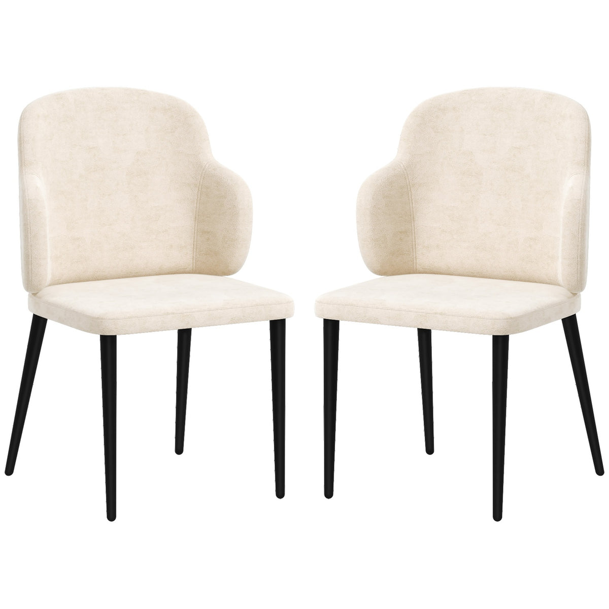 Dining Room Chairs Set Of 2 Kitchen Chairs With Backrest Velvet Look Comfortable Upholstered Chair Beige