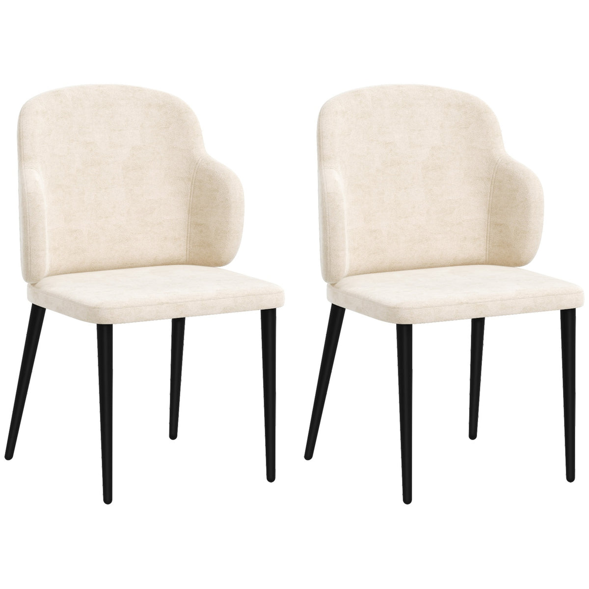 Dining Room Chairs Set Of 2 Kitchen Chairs With Backrest Velvet Look Comfortable Upholstered Chair Beige