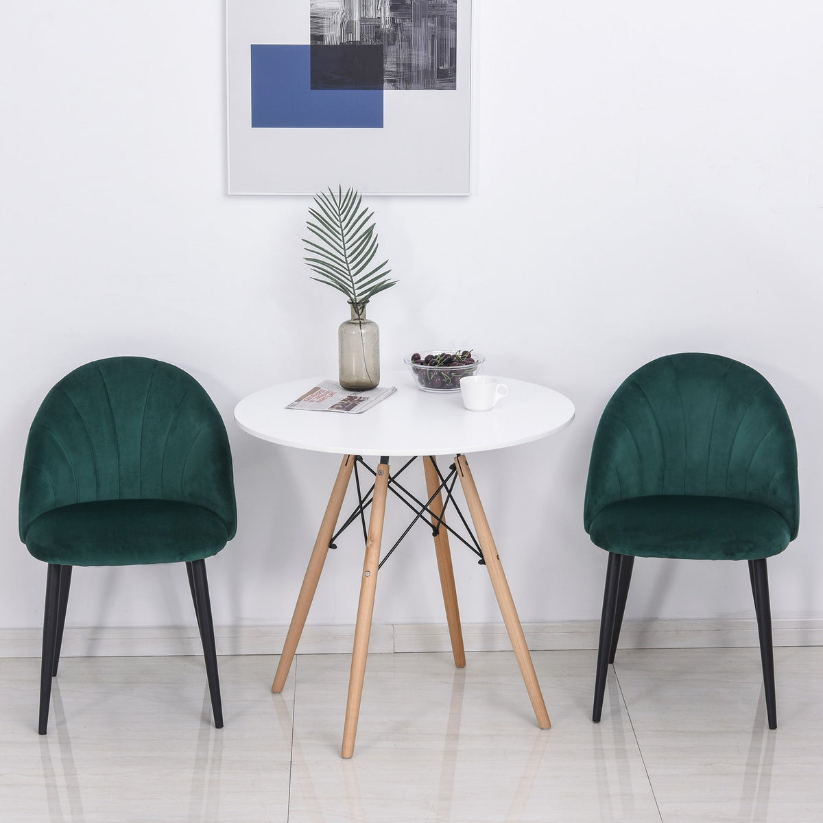 Dining Room Chairs Set Of 2 Modern Kitchen Chairs Skandi Design Living Room Chair Upholstered Chair Office Chair Velvet Metal Green 52X54X79Cm