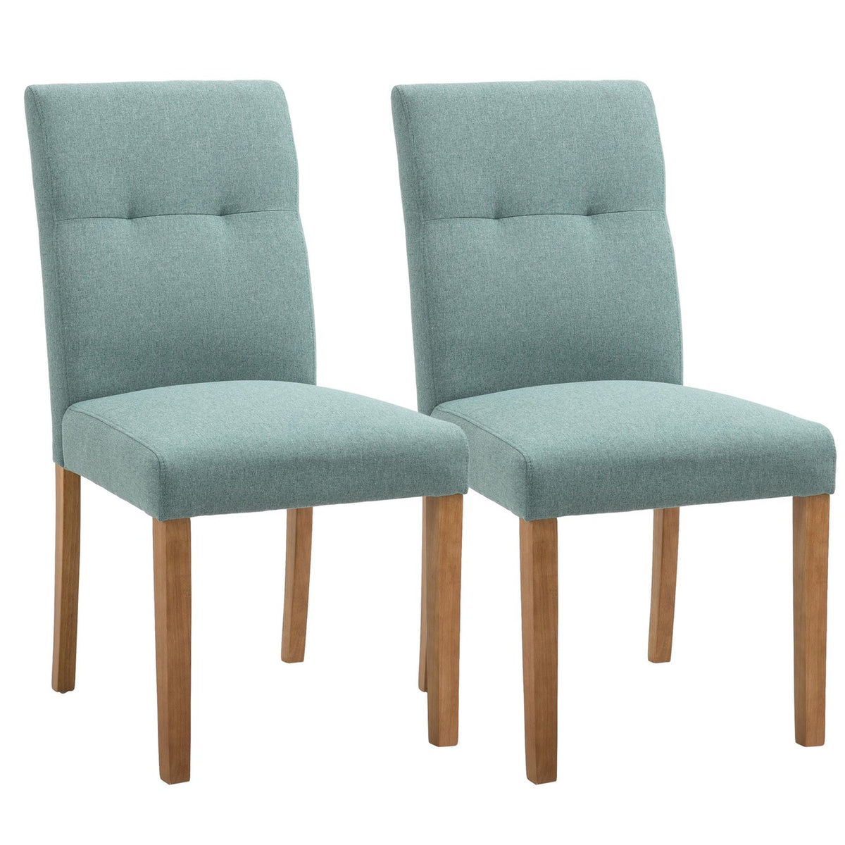 Dining Room Chairs Set Of 2 Padded Seat Upholstered Chair Kitchen Chair Linen Polyester Foam Rubber Wood Green