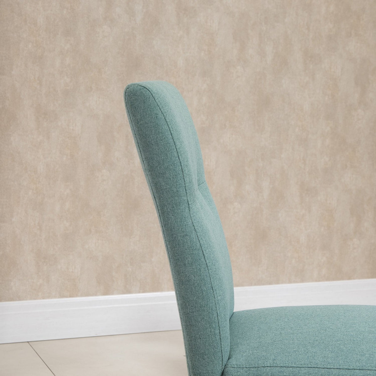 Dining Room Chairs Set Of 2 Padded Seat Upholstered Chair Kitchen Chair Linen Polyester Foam Rubber Wood Green