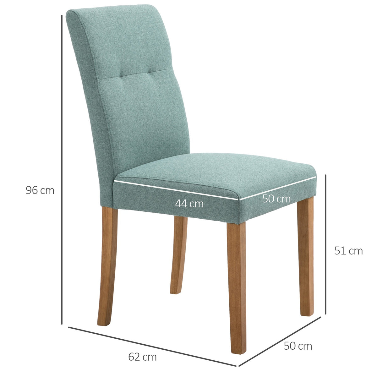 Dining Room Chairs Set Of 2 Padded Seat Upholstered Chair Kitchen Chair Linen Polyester Foam Rubber Wood Green