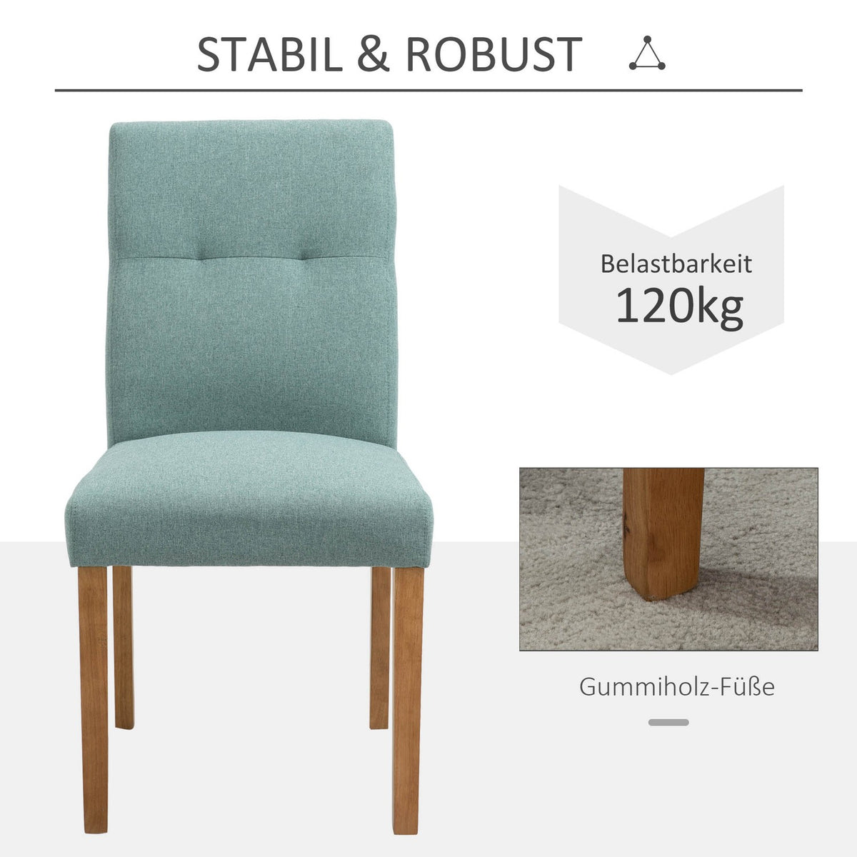 Dining Room Chairs Set Of 2 Padded Seat Upholstered Chair Kitchen Chair Linen Polyester Foam Rubber Wood Green