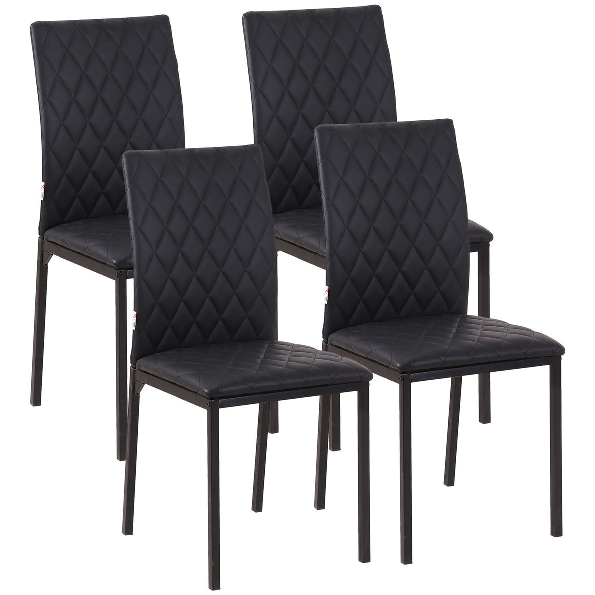 Dining Room Chairs, Set Of 4 Dining Chairs, Padded Dining Room Chairs, Upholstered Chair With Steel Legs, Kitchen Chair, Faux Leather, Black, 41 X 50 X 91 Cm
