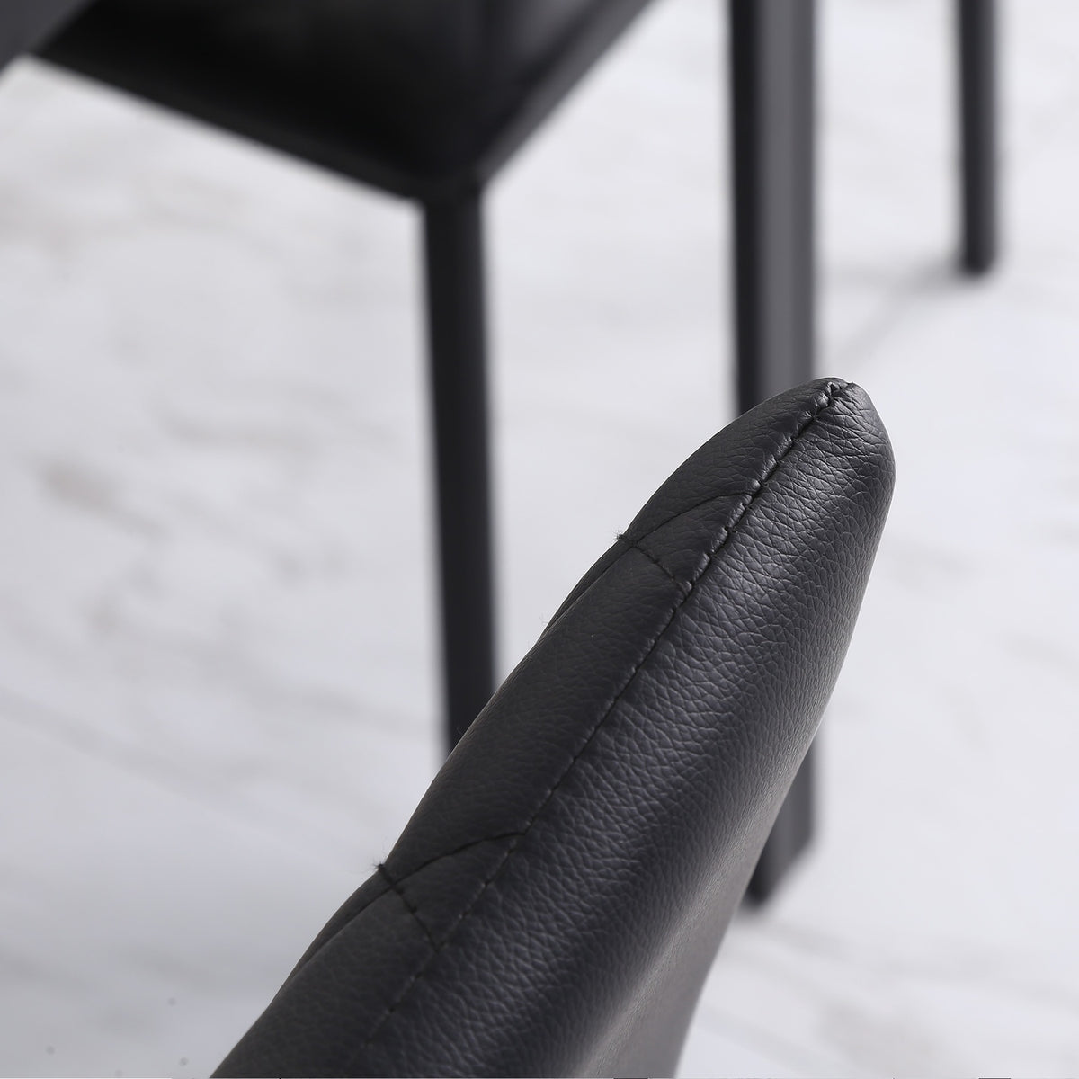 Dining Room Chairs, Set Of 4 Dining Chairs, Padded Dining Room Chairs, Upholstered Chair With Steel Legs, Kitchen Chair, Faux Leather, Black, 41 X 50 X 91 Cm