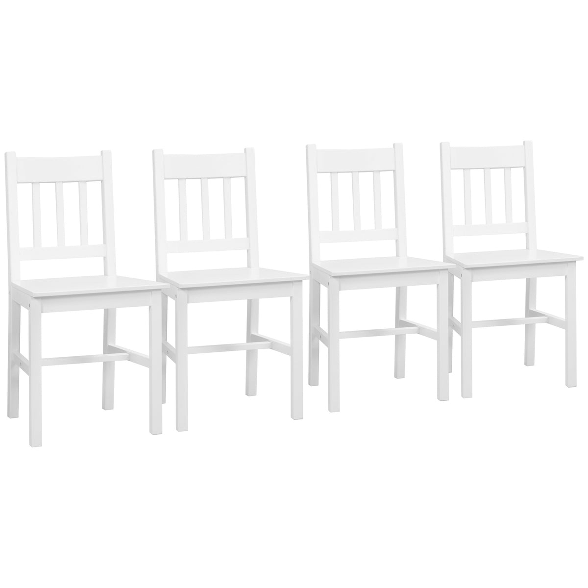 Dining Room Chairs Set Of 4 Modern Kitchen Chairs With Backrest, Pine Wood, White, Ideal For Kitchen & Living Room