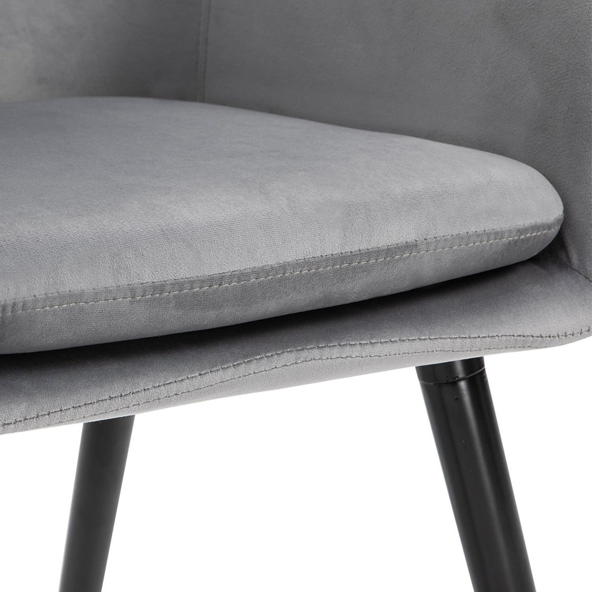 Dining Room Chairs Set of 2 Kitchen Chairs with Backrest Velvet Look Upholstered Chair with Beech Wood Legs for Living Room Gray 54 x 56 x 74 cm