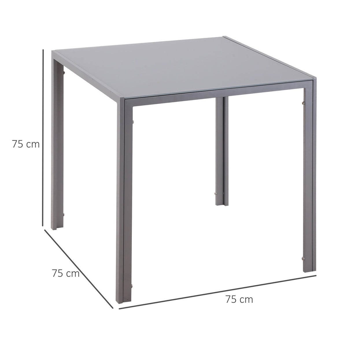 Dining Room Table Square Kitchen Table For 4 People, Living Room Table With Tempered Glass Table Top, For Kitchen, Dining Room, Gray