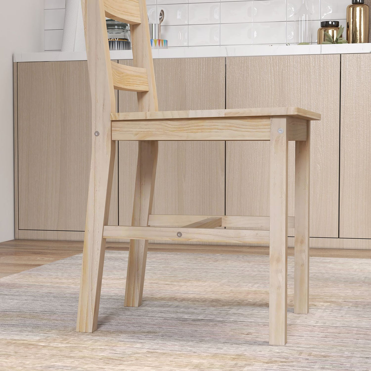 Dining Set 5 Pieces. Dining Table 4 Chairs Dining Room Group Space-Saving Rectangular Solid Wood Natural
