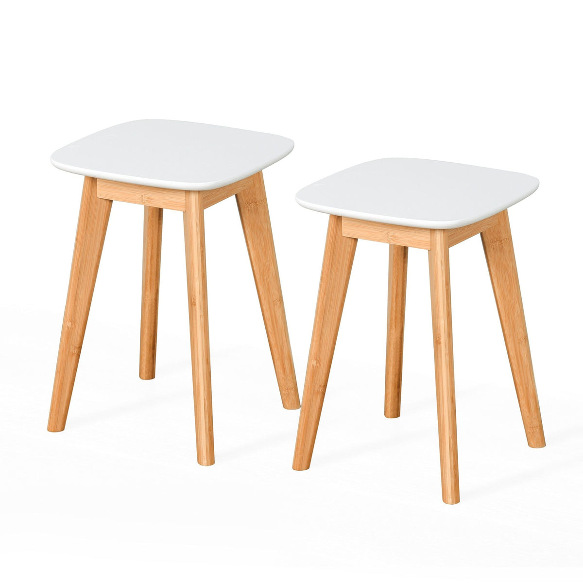Dining Stools, Set of 2, Bamboo Legs