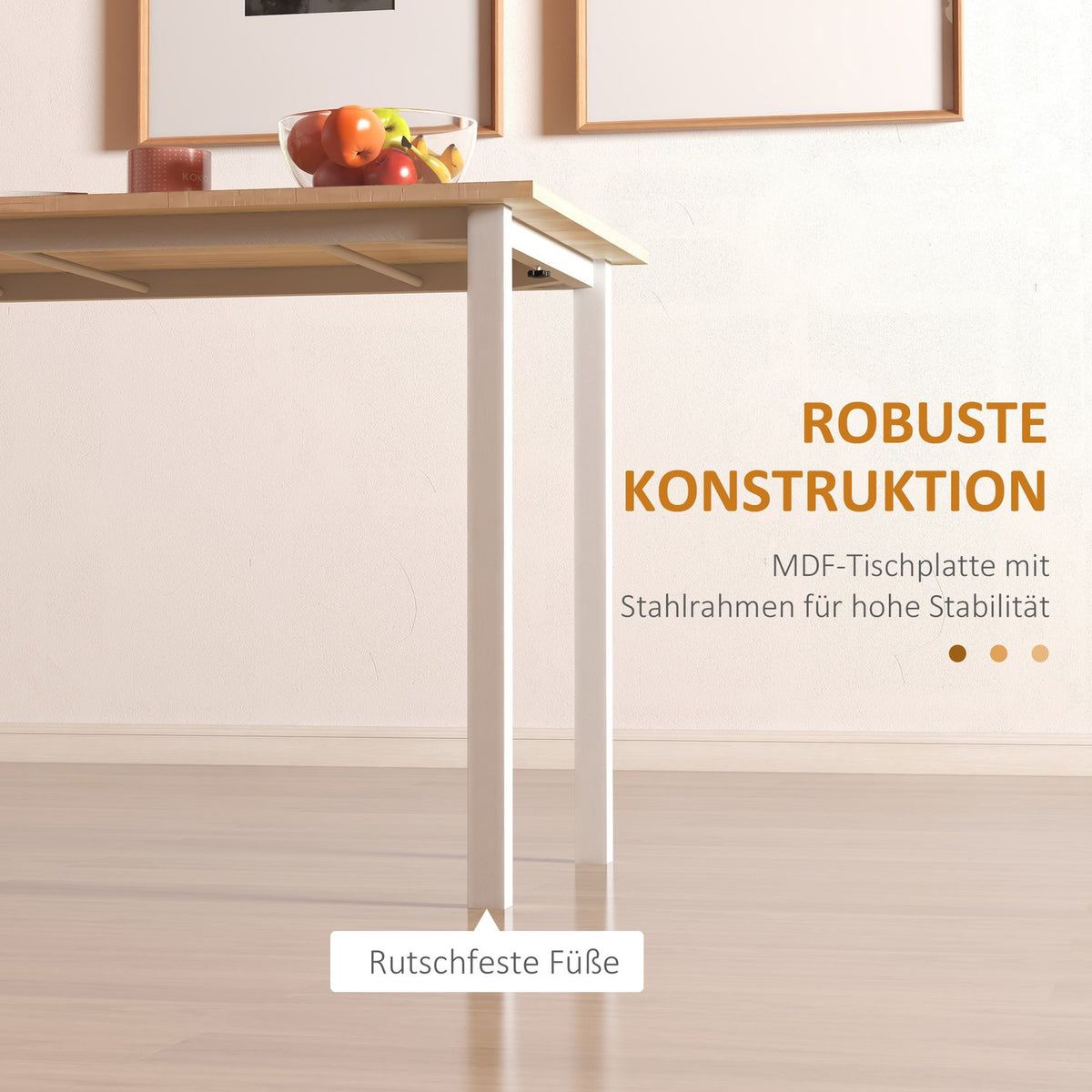 Dining Table Extendable Kitchen Table Dining Room Table For 6 People, Living Room Table For Dining Room, Kitchen, Steel, Brown, 110-160 X 70 X 76 Cm