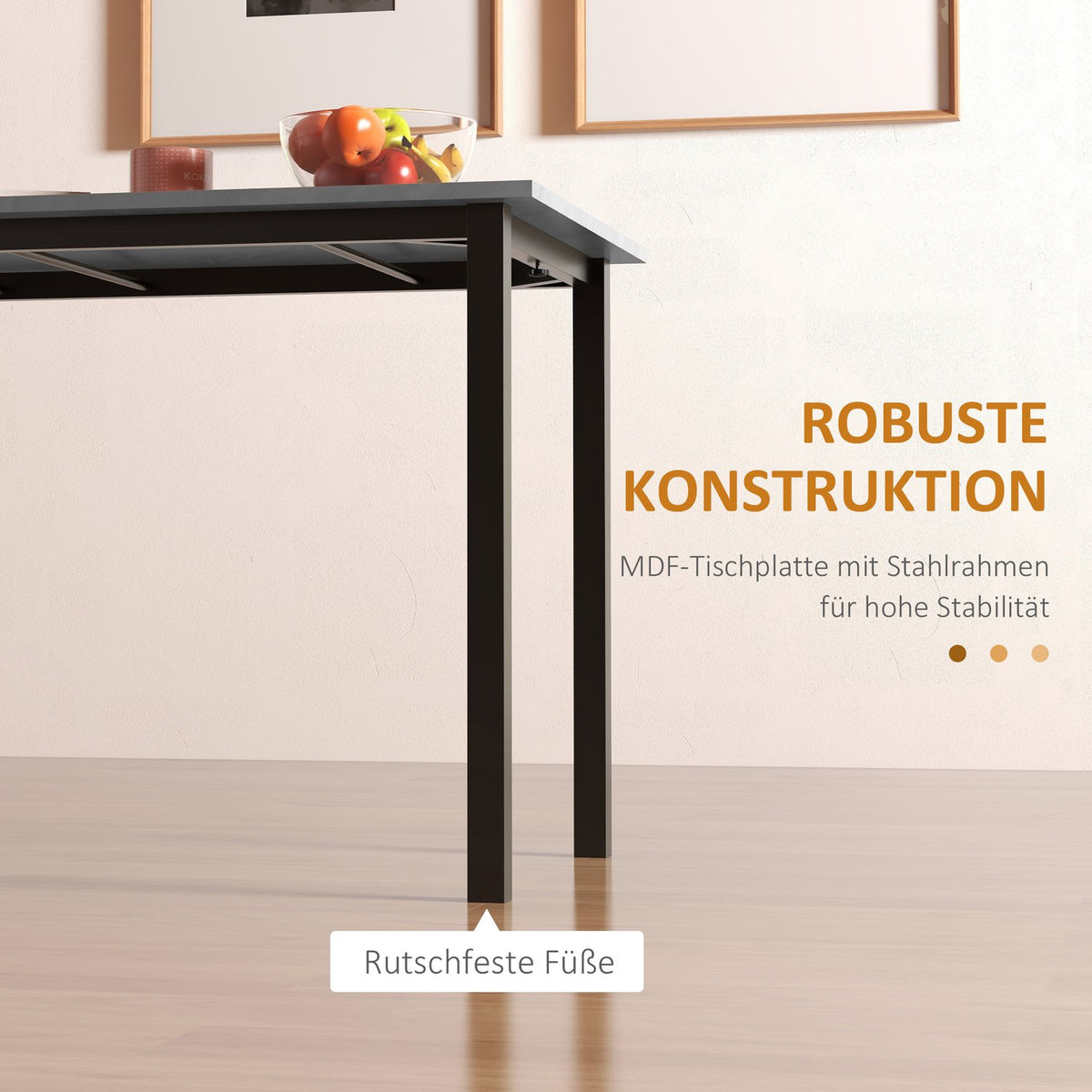 Dining Table Extendable Kitchen Table Dining Room Table For 6 People, Living Room Table For Dining Room, Kitchen, Steel, Dark Gray, 110-160 X 70 X 76 Cm
