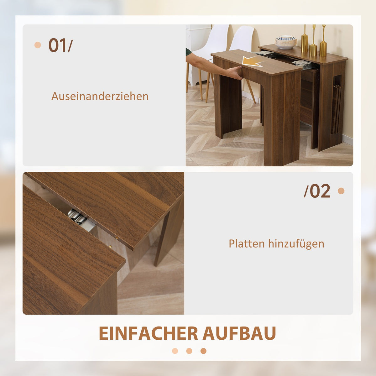 Dining Table Folding Table Extendable Kitchen Table Dining Room Table For Living Room Dining Room Modern Design Brown 180 X 85 X 75Cm