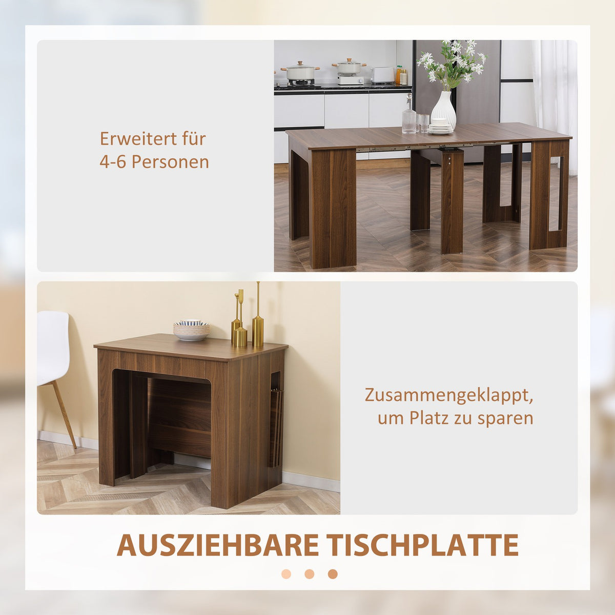 Dining Table Folding Table Extendable Kitchen Table Dining Room Table For Living Room Dining Room Modern Design Brown 180 X 85 X 75Cm