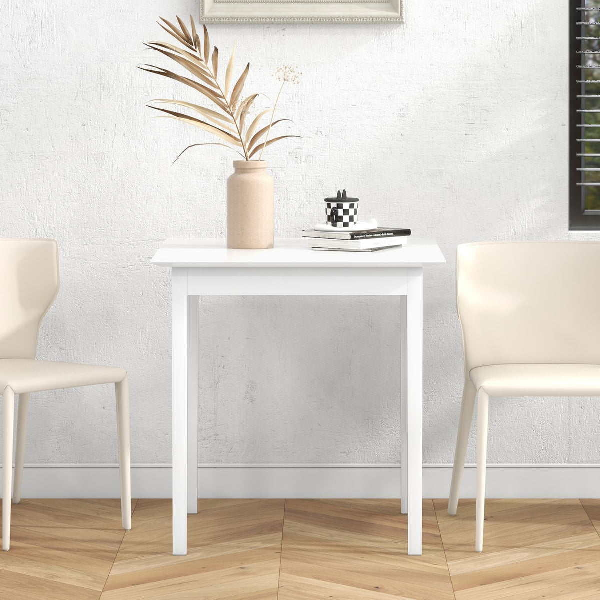 Dining Table Kitchen Table Square Dining Room Table For 2 People, Living Room Table Made Of Wood, For Kitchen, Dining Room, White, 75 X 75 X 76 Cm