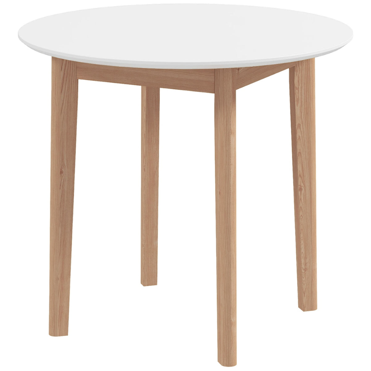 Dining Table, Round Kitchen Table For 2 People, Dining Room Table With Country House Style, For Living Room, Solid Wood, Ø75 X 76 Cm, White