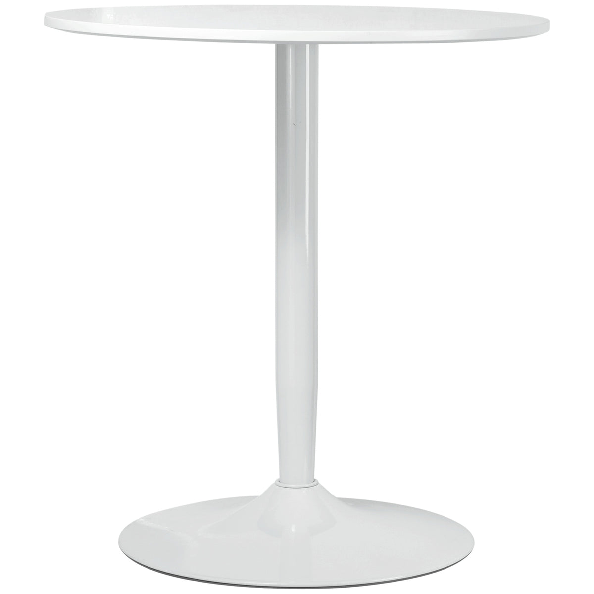 Dining Table, Round Kitchen Table, Modern Dining Room Table For 2 People, Bar Table, Pillar Table With Steel Legs, Non-Slip Footrest, Ø70 X 75 Cm, White