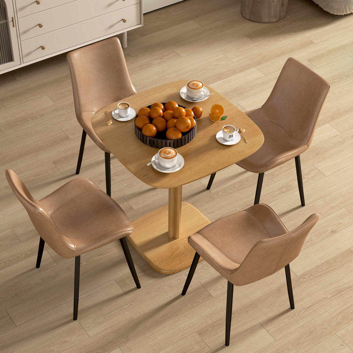 Dining Table, Rubberwood, 70x70 cm, Rounded Corners