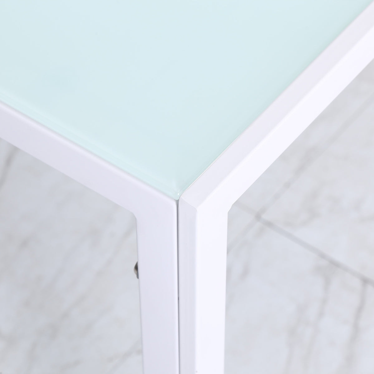 Dining Table for 4, Tempered Glass Top, Metal Legs